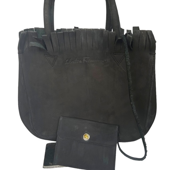 Black suede Ferragamo with pouch - Picture 1 of 7